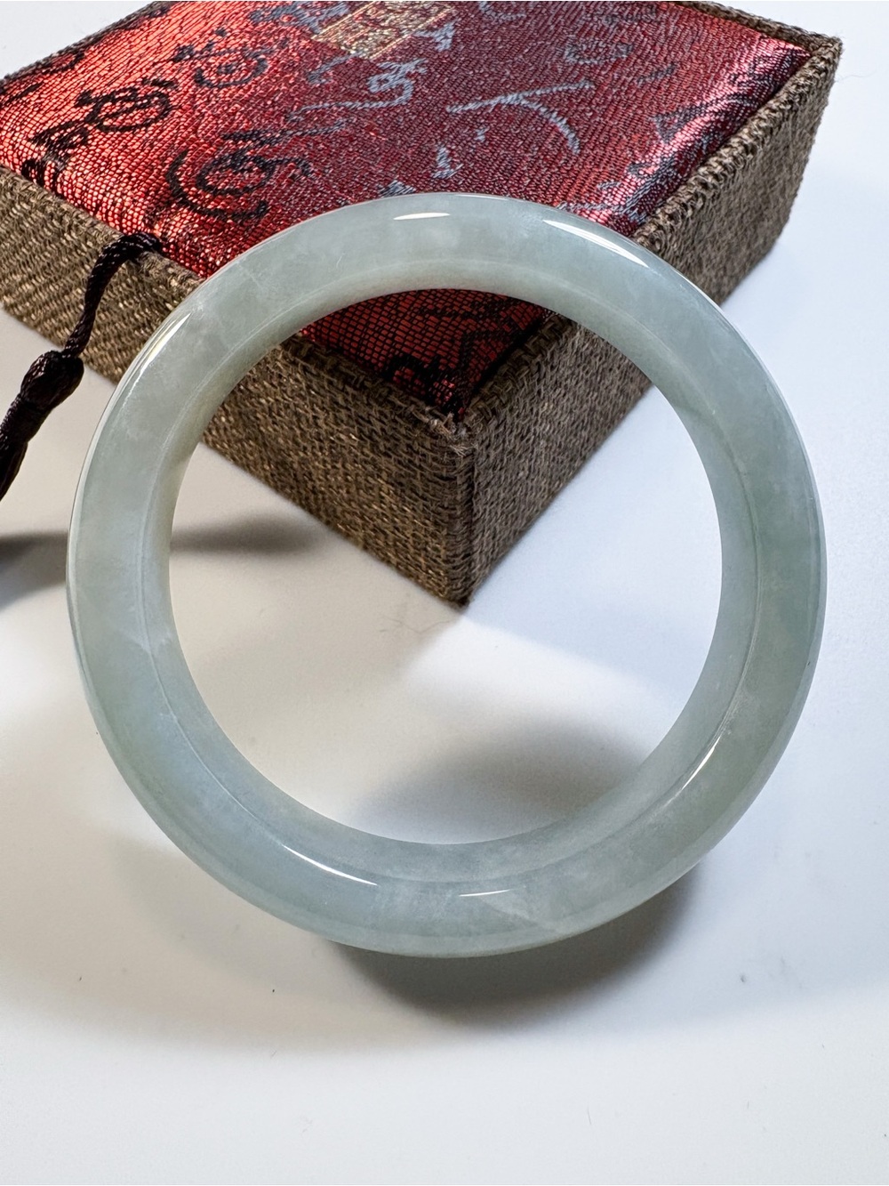 Elegant Pale Green Jade Bangle Bracelet, Grade A